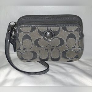 Coach Glitter Outline Double Zip Wristlet